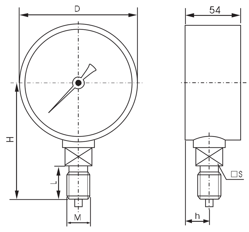 YE-100膜盒壓力表細(xì)節(jié)